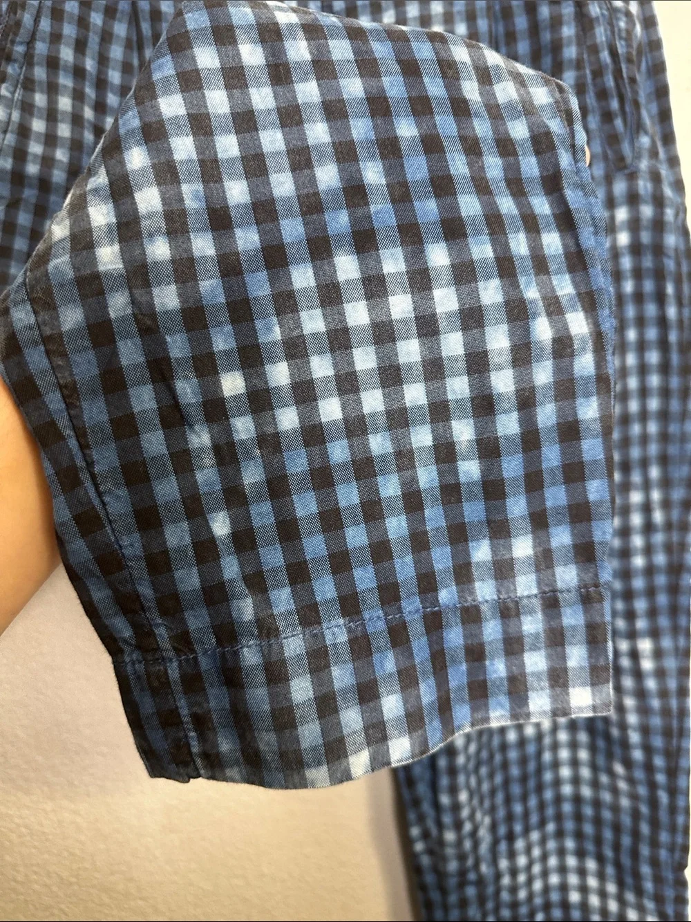 Anthropologie Maeve Avryl Bleached Gingham Pants Blue Size‎ 6 High Rise Tapered